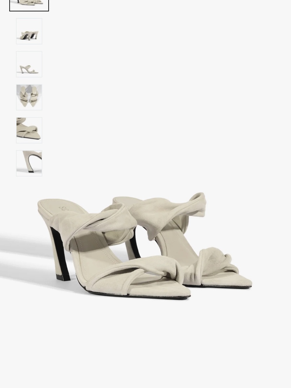SCHUTZ Light Gray Suede Pointed Toe Knot Mules - Picture 14 of 16